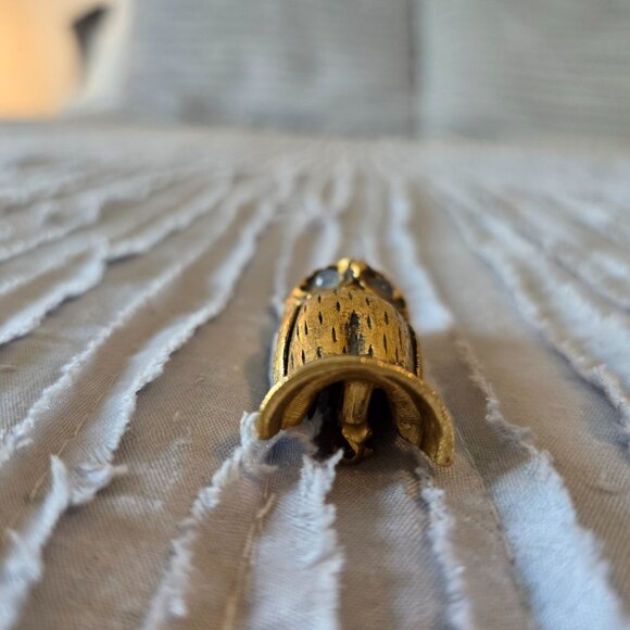 Vintage Florenza Owl Pin Gold-Tone Finish, Cabochon Eyes - Picture 7 of 15